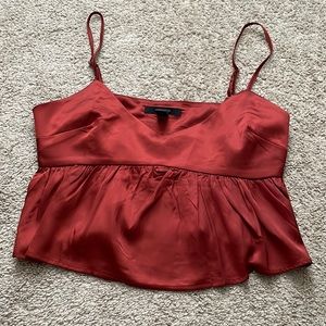 Silk peplum crop tank
